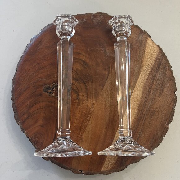 Pair of Handmade Geometric Cut Bohemian Crystal Candle Holders! - Picture 7 of 16
